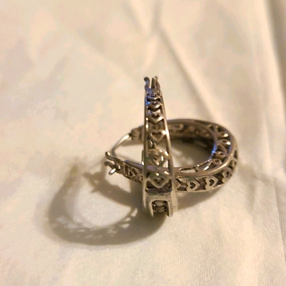 Military Exchange Jewelry - Beautiful Stunning Diamonds/Hearts Hoop Earrings